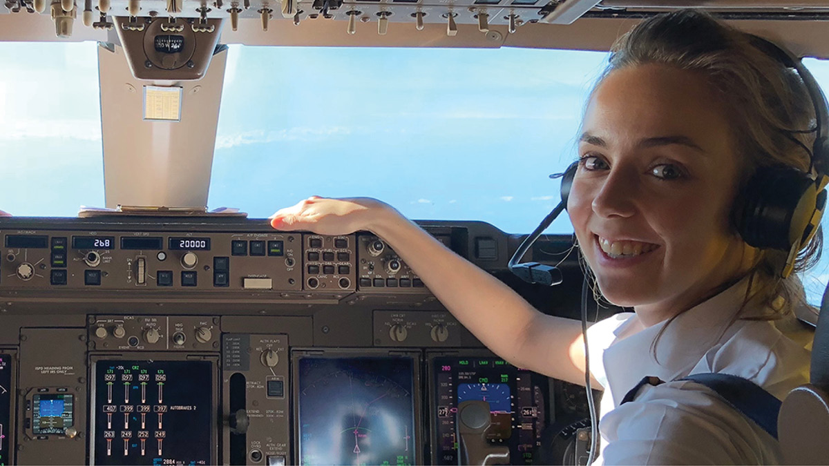 Cargo pilot in cockpit